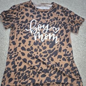 Leopard Print 'Boy Mom' Women's Shirt M